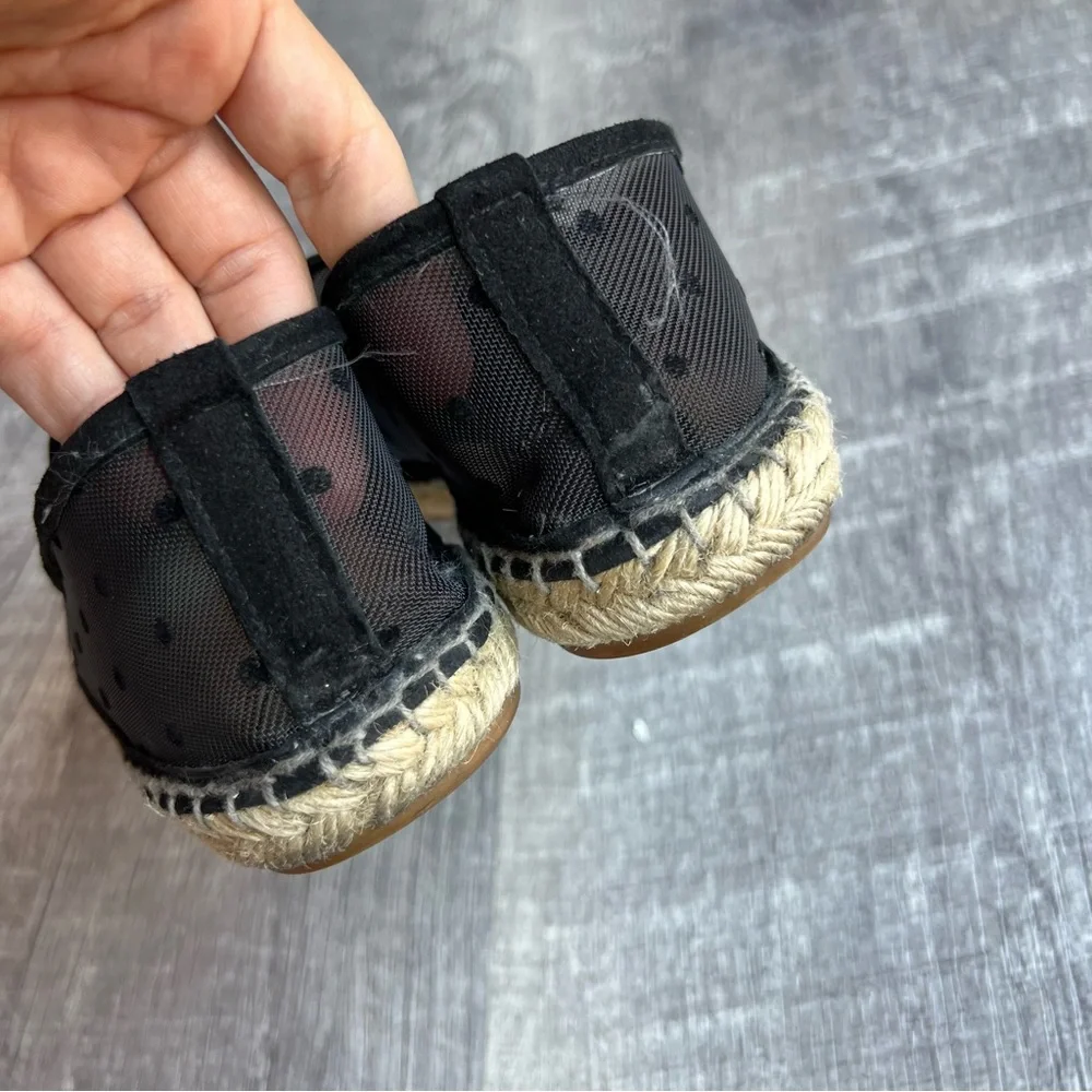 Zara Basic Womens Espadrilles Slip On Size 37 Black Solid Toe Netting Sides Comf